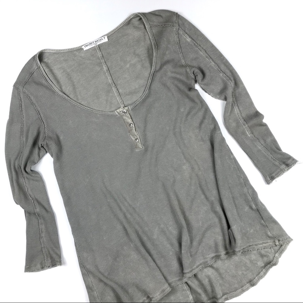 Project Social T Gray Waffle Thermal Top